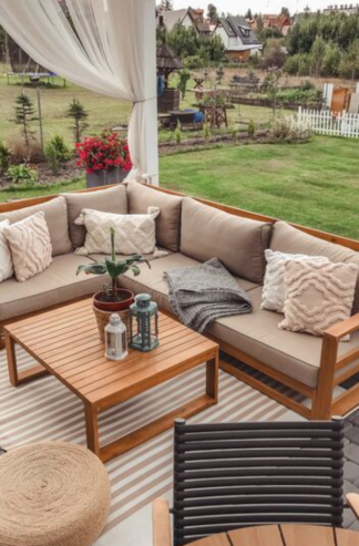 L sofa teak woo