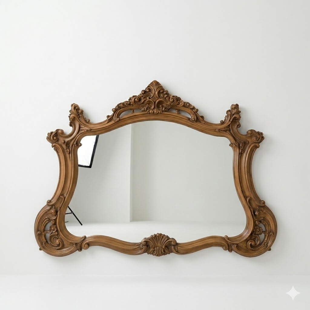carved mirror mahogany wood antique