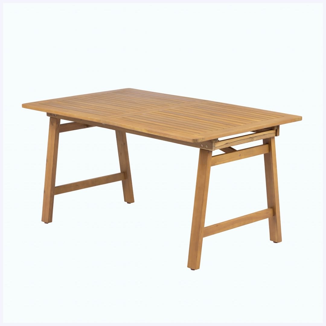 minimalist teak outdoor dining table with slatted rectangle top CV Aqma Furniture minimalist teak outdoor dining table with slatted rectangle top CV Aqma Furniture